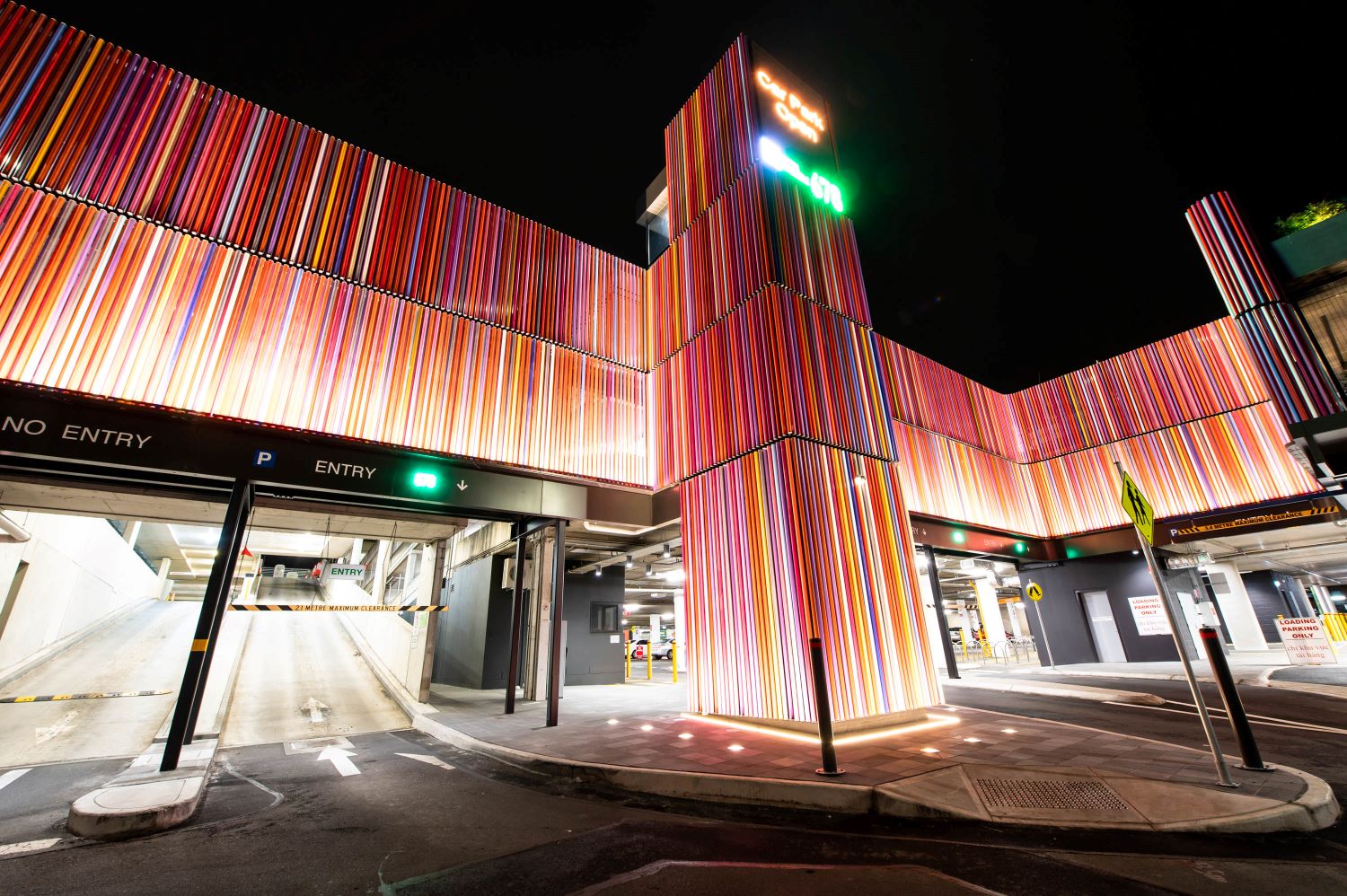 Dutton Plaza car park at night